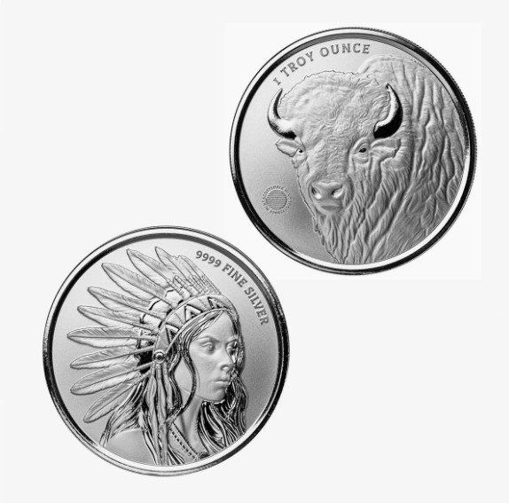 1 oz Silver Round Buffalo Girl .999 Silver Bullion Round