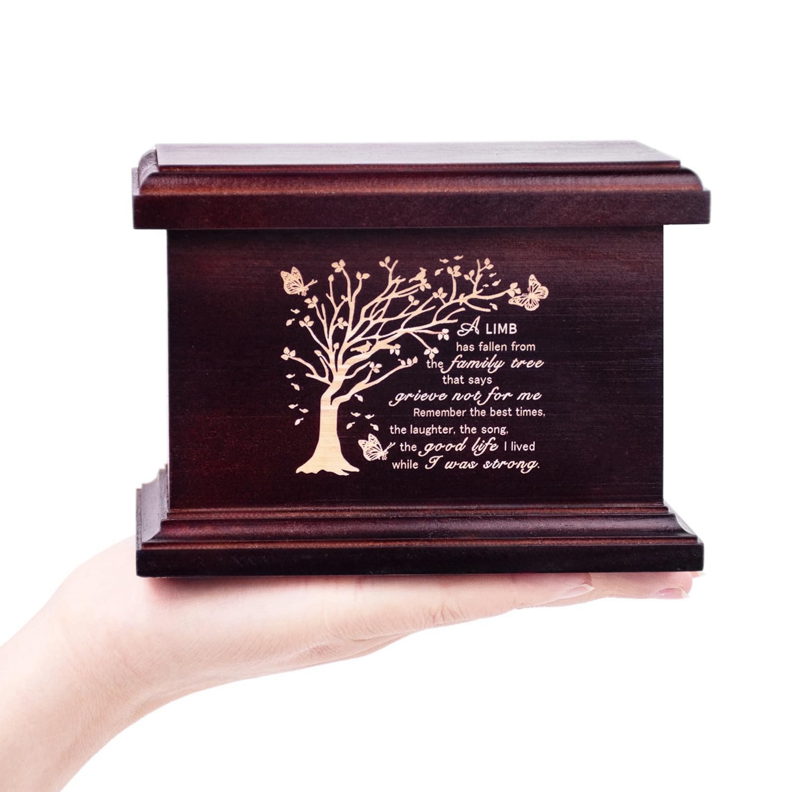 6 Inch Small Wooden Urn for Human Ashes - Keepsake Design: Tree, Tree 6 Inch Small Wooden Urn for Human Ashes - Keepsake Design: Tree, Tree