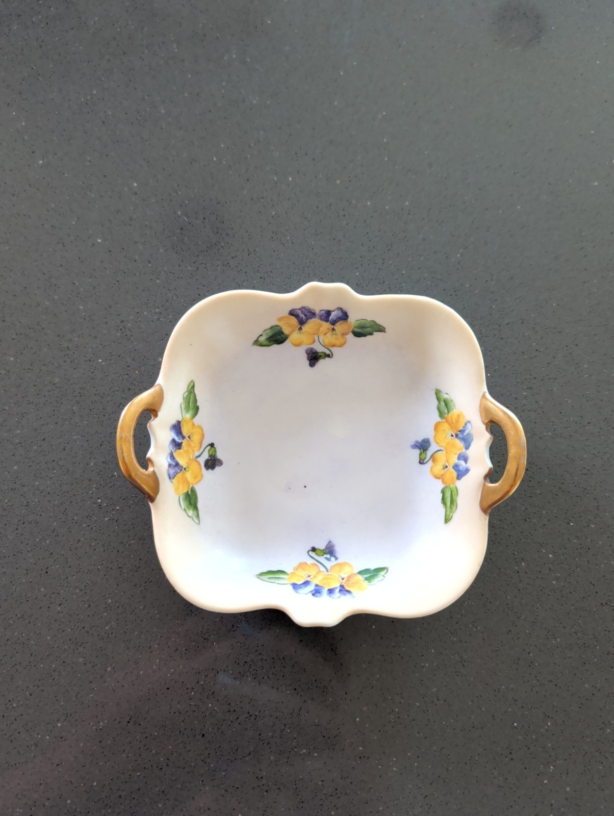 Vintage Hand-Painted 4” Porcelain Trinket Dish Floral Gold Trim Signed 1922 -M81 Vintage Hand-Painted 4” Porcelain Trinket Dish Floral Gold Trim Signed 1922 -M81