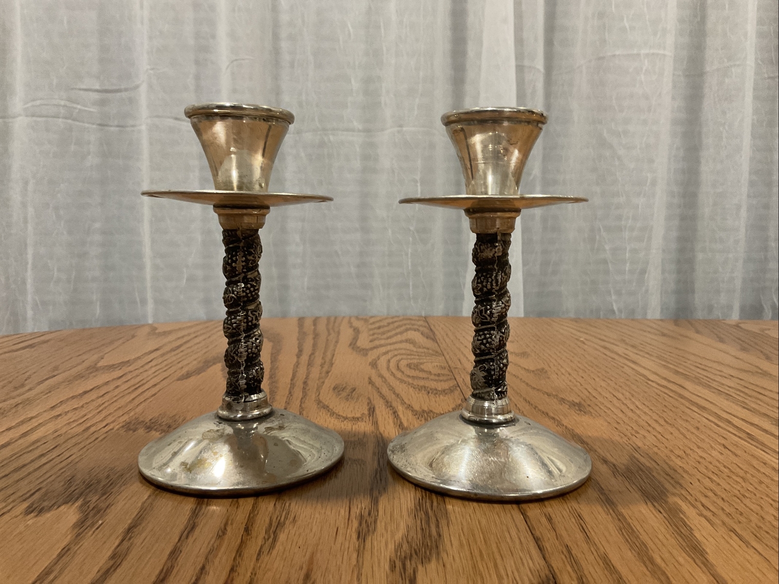 Pair of Original Plator, Made in Spain, Silver Plated, Grapevine Candlesticks Pair of Original Plator, Made in Spain, Silver Plated, Grapevine Candlesticks
