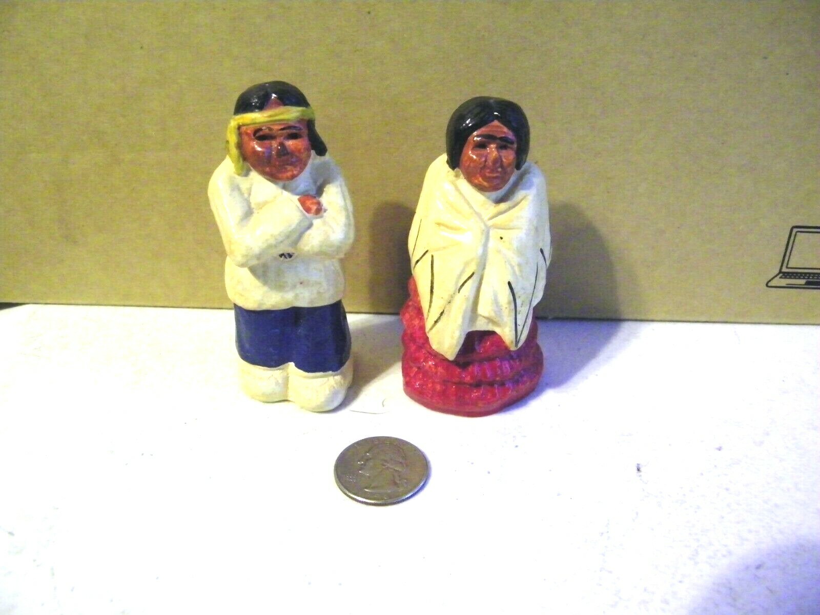 Vintage Chalkware Native American Indian Salt & Pepper Shakers 1959