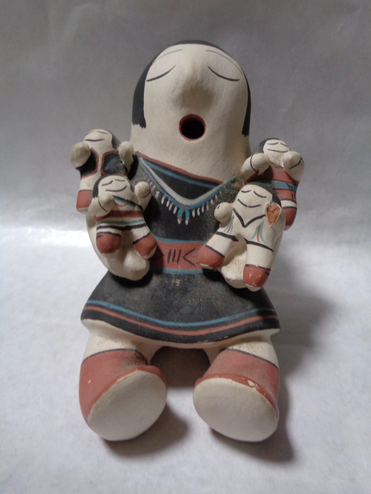 Native American Cochiti Storyteller Figure - Woman & Five Children