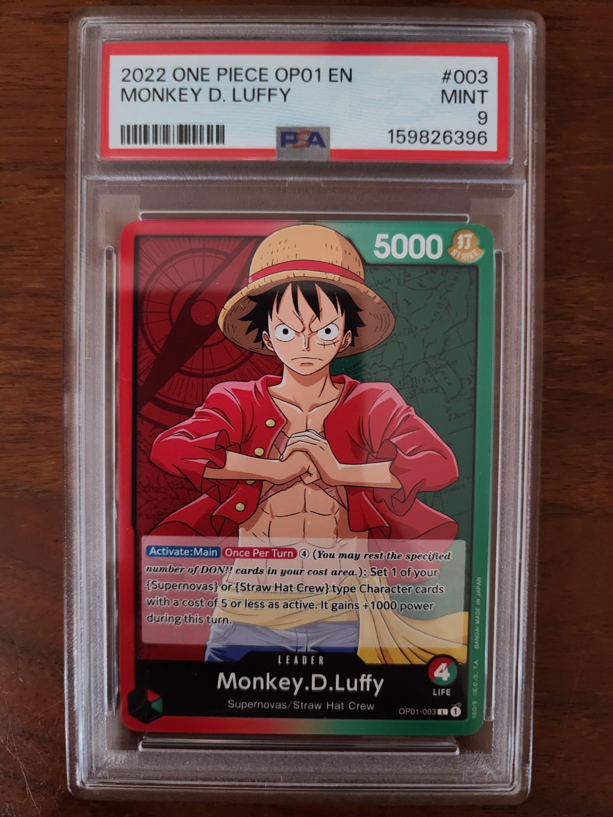 2022 Pre Errata One Piece Romance Dawn Monkey D. Luffy #OP01003 PSA 9