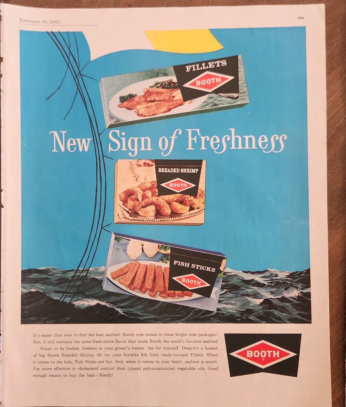 1963 Booth frozen fish fillets sticks breaded shrimp Vintage Ad 14 x 10 1963 Booth frozen fish fillets sticks breaded shrimp Vintage Ad 14 x 10