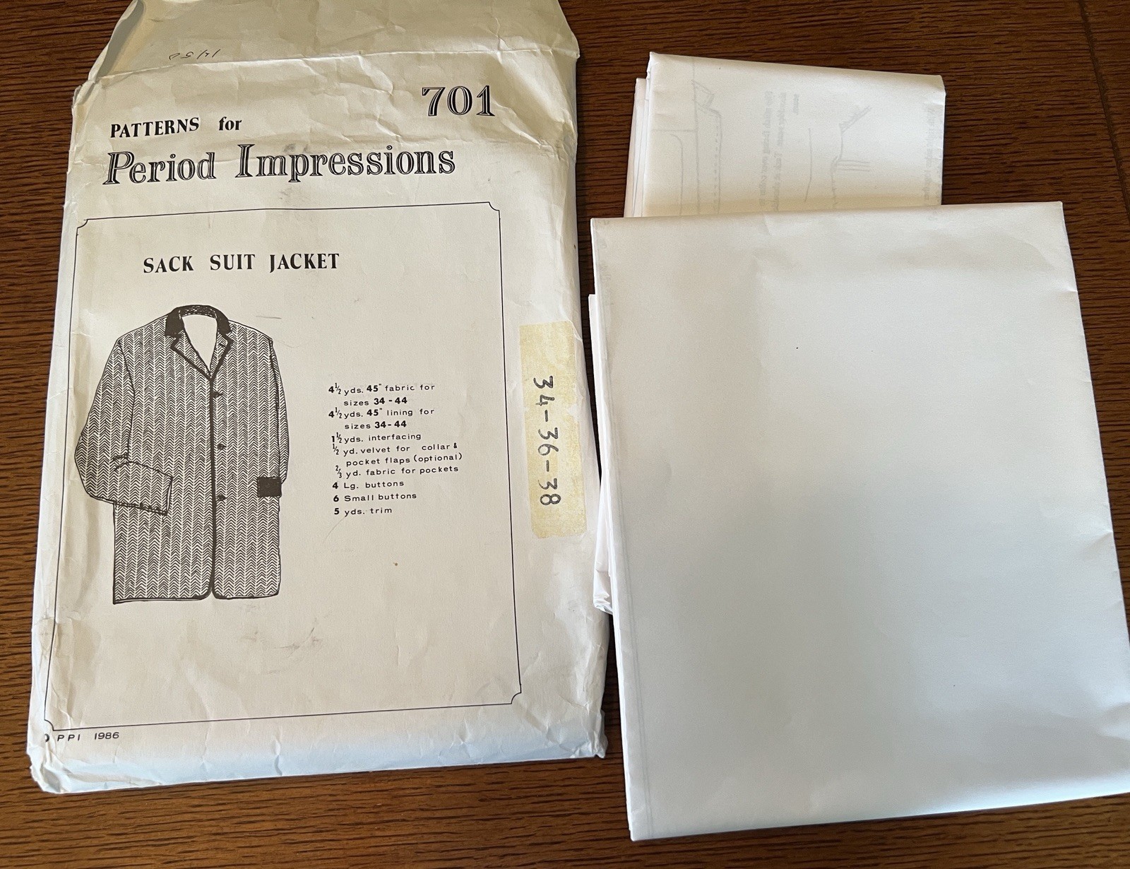 Vtg Period Impressions SACK SUIT JACKET SEWING PATTERN UnCut FF 40-44