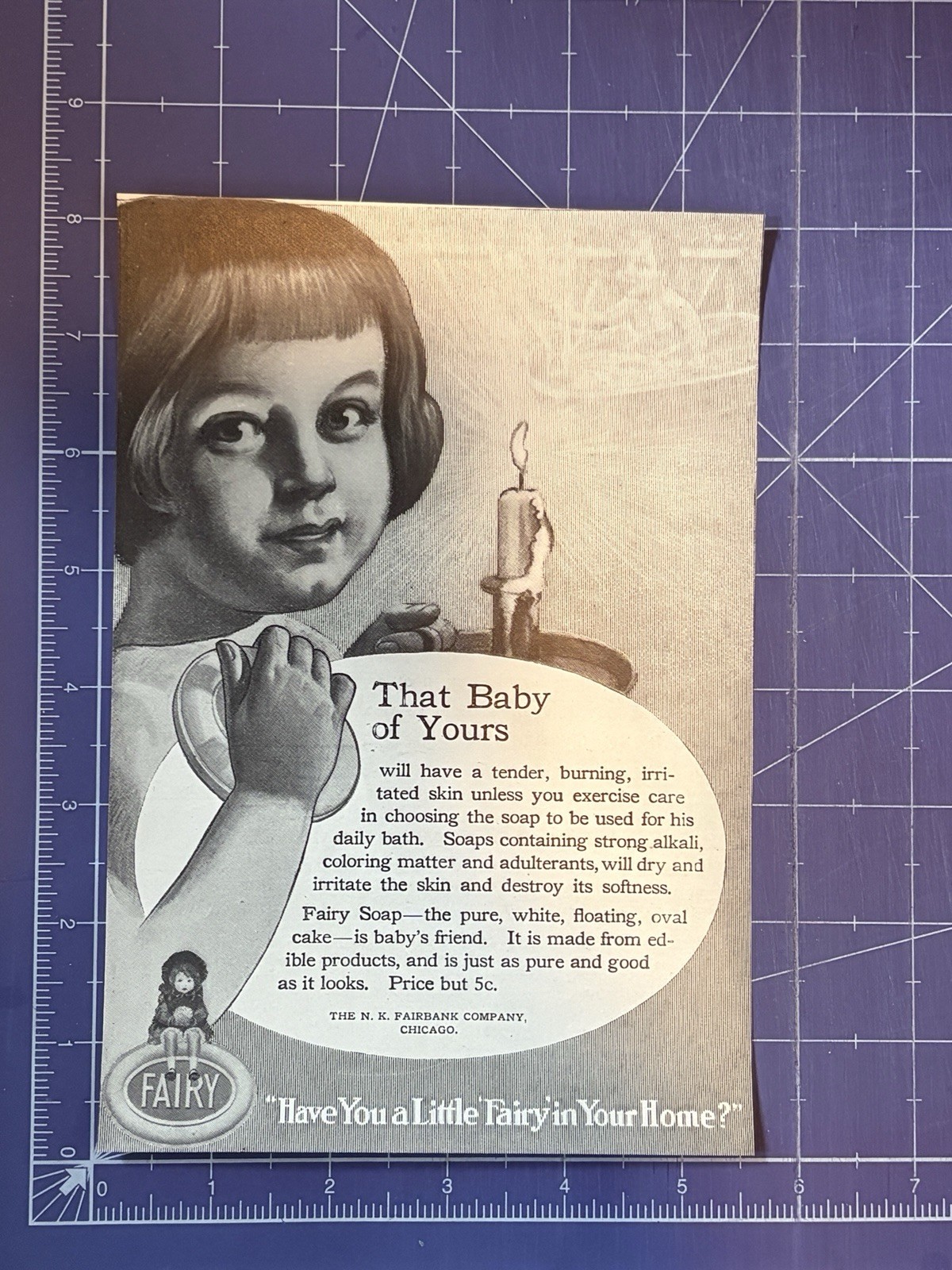 1910 PRINT AD FAIRY SOAP CHILD HOLDING CANDLE N.K. FAIRBANK COMPANY THAT BABY 1910 PRINT AD FAIRY SOAP CHILD HOLDING CANDLE N.K. FAIRBANK COMPANY THAT BABY