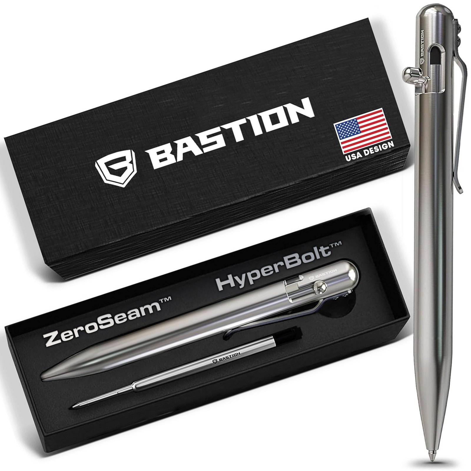 BASTION Stainless Steel Bolt Action Ballpoint Pen | CNC EDC Pocket Mens Gift