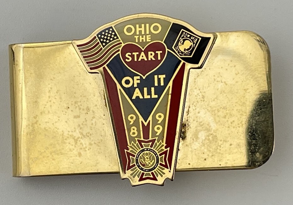 Ohio VFW Veterans 1998-99 Vintage Gold Tone Money Clip Military Army POW MIA
