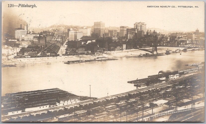 PITTSBURGH, Pennsylvania Real Photo RPPC Postcard Bird's-Eye View - 1905 Cancel