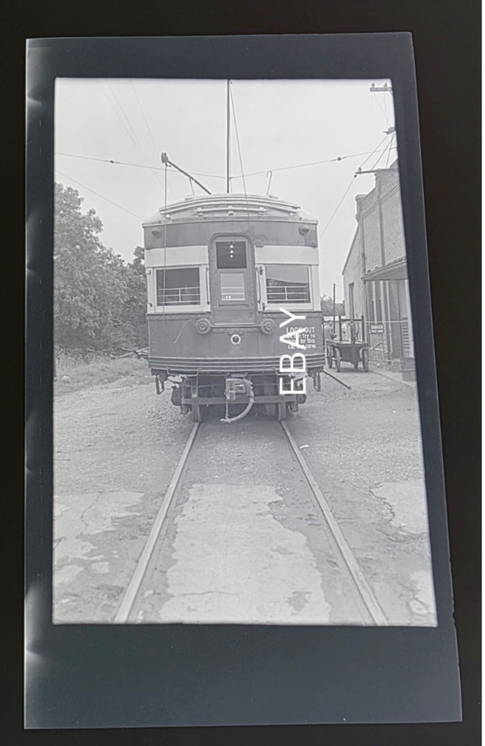 C. 1940s Texas Electric Railway Interurban Trolley Rear View Photo Negative C. 1940s Texas Electric Railway Interurban Trolley Rear View Photo Negative