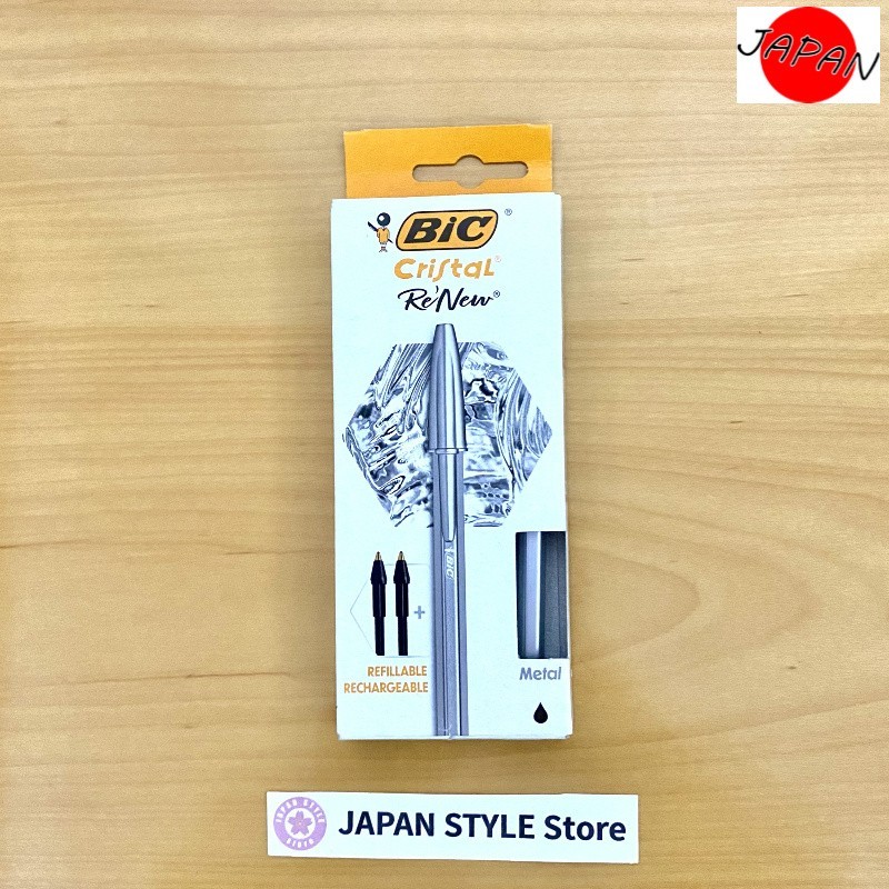 BIC Cristal Re\'new Ballpoint Pen CRBLK-3P 1.0mm with 2 Refills 【DT from Japan】