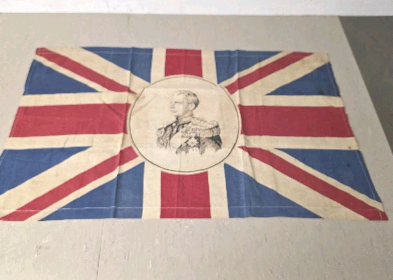 Vtg Rare 1936 1937 Edward VIII British King Coronation Banner 32x20 Union Jack