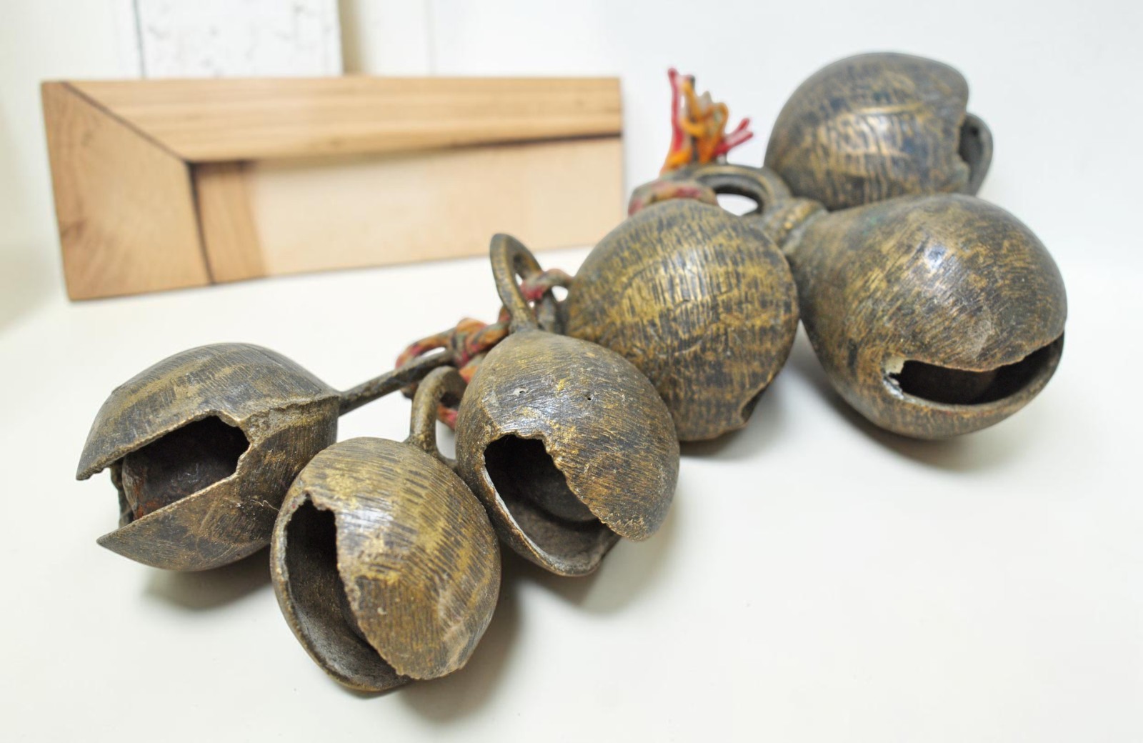Lot of 6 Antique Brass Animals Cow Bell Original Old Hand Crafted Engraved