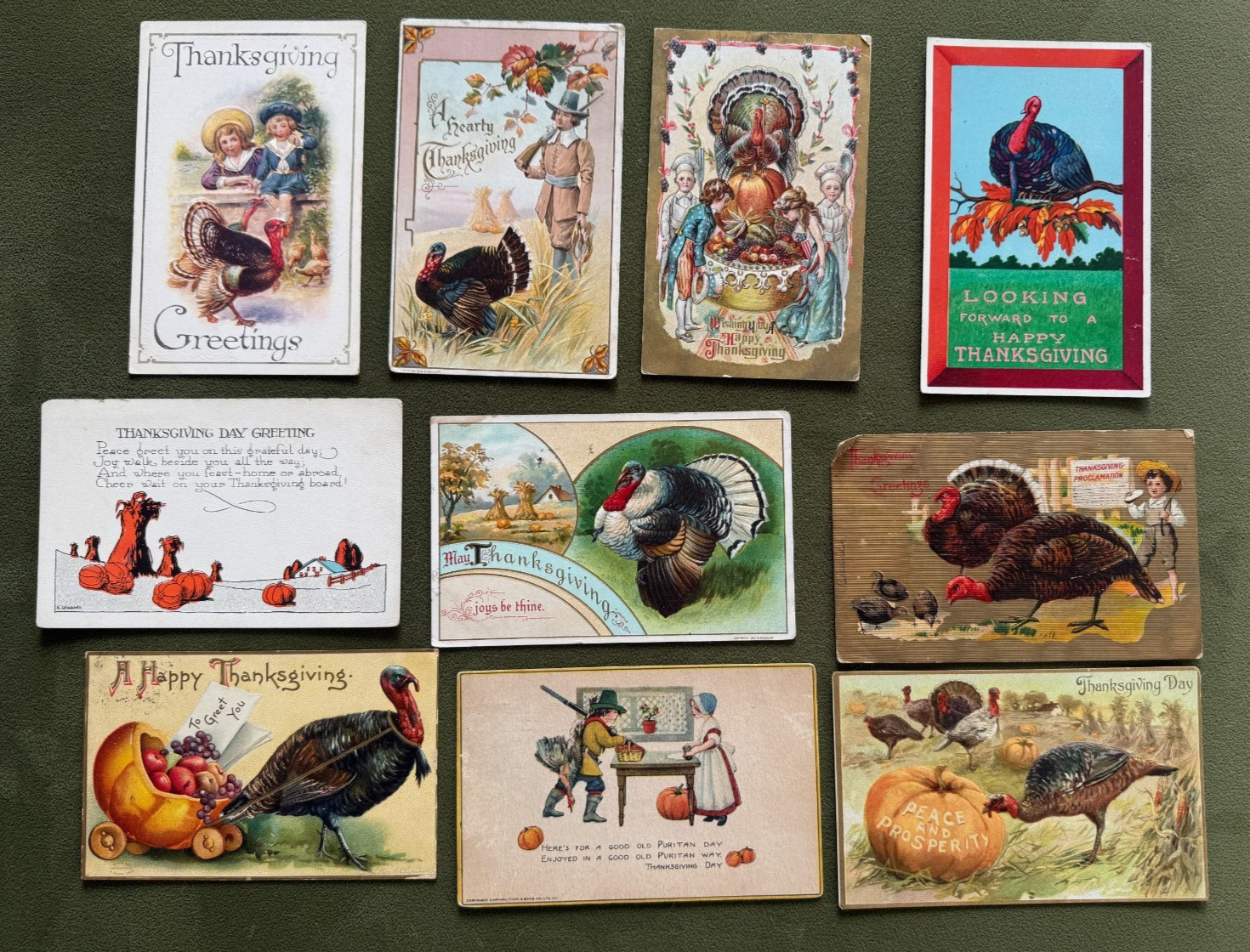 LOT 10 Antique Thanksgiving Postcards 1900s Turkey Tuck Wessler Weaver Embossed LOT 10 Antique Thanksgiving Postcards 1900s Turkey Tuck Wessler Weaver Embossed