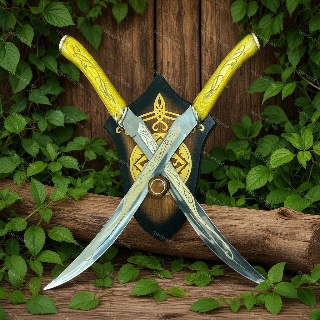 Legolas Sword Daggers The Hobbit LOTR Greenleaf Duo with Plaque Gift for Fans Legolas Sword Daggers The Hobbit LOTR Greenleaf Duo with Plaque Gift for Fans