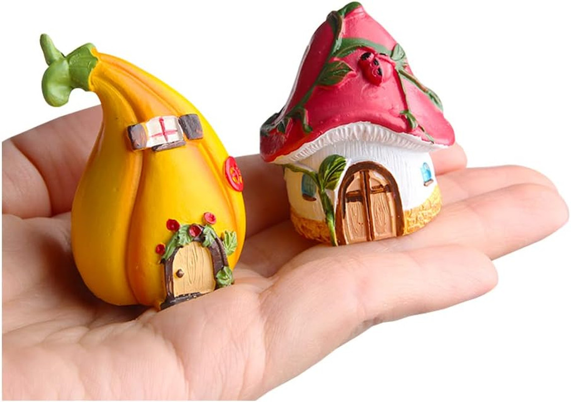 2Pcs Miniatures DIY Crafts Fairy Figurines Mini House Garden Decoration Micro La