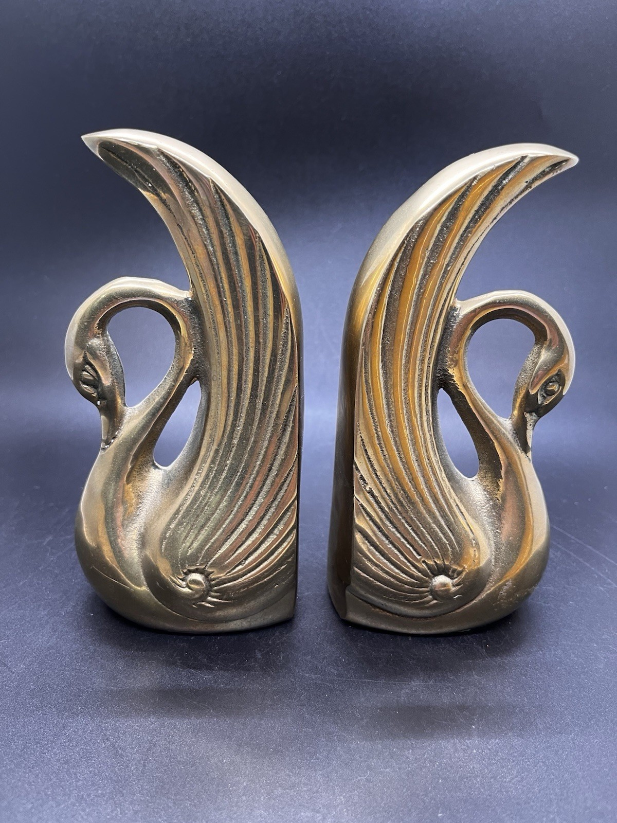 Solid Brass Swan Book Ends Hand Crafted Made In Korea 6 Inches Tall Solid Brass Swan Book Ends Hand Crafted Made In Korea 6 Inches Tall