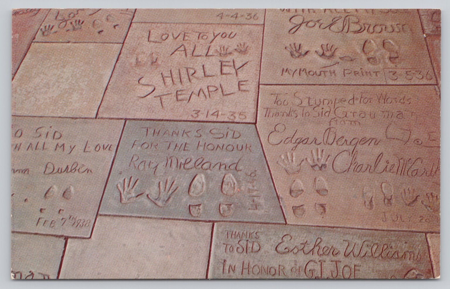 Vintage Grauman's Chinese Theatre Footprints of the Stars Postcard