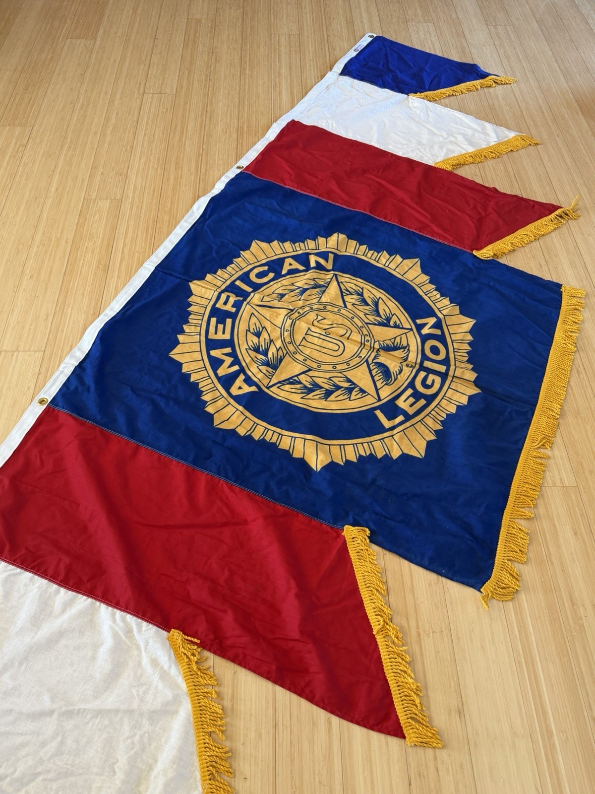 Vintage American Legion Annin Reliance Cotton Bunting 3 x 9 ft Gold Fringe Vintage American Legion Annin Reliance Cotton Bunting 3 x 9 ft Gold Fringe