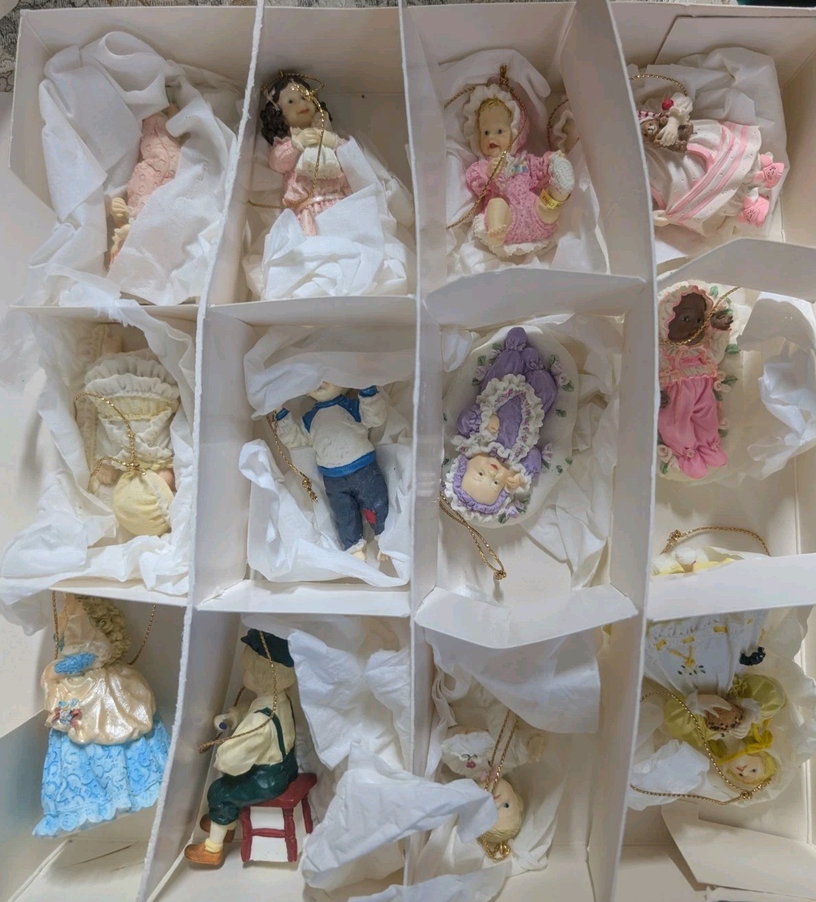 Vintage Lot Of 50 Ashton Drake Ornaments In Box Babies 