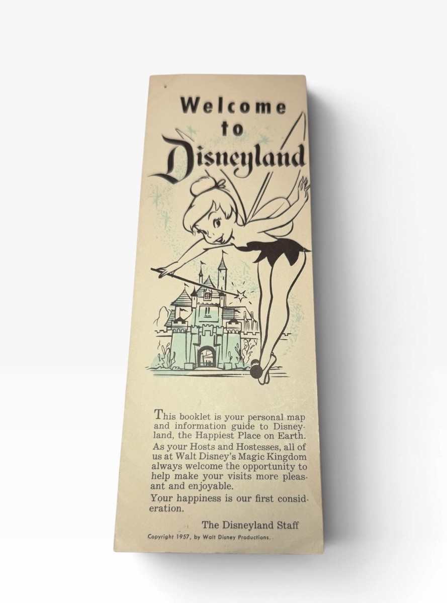Vtg 1957 Disneyland Park Welcome Guide Brochure Booklet w/Map Tinker Bell Rare Vtg 1957 Disneyland Park Welcome Guide Brochure Booklet w/Map Tinker Bell Rare