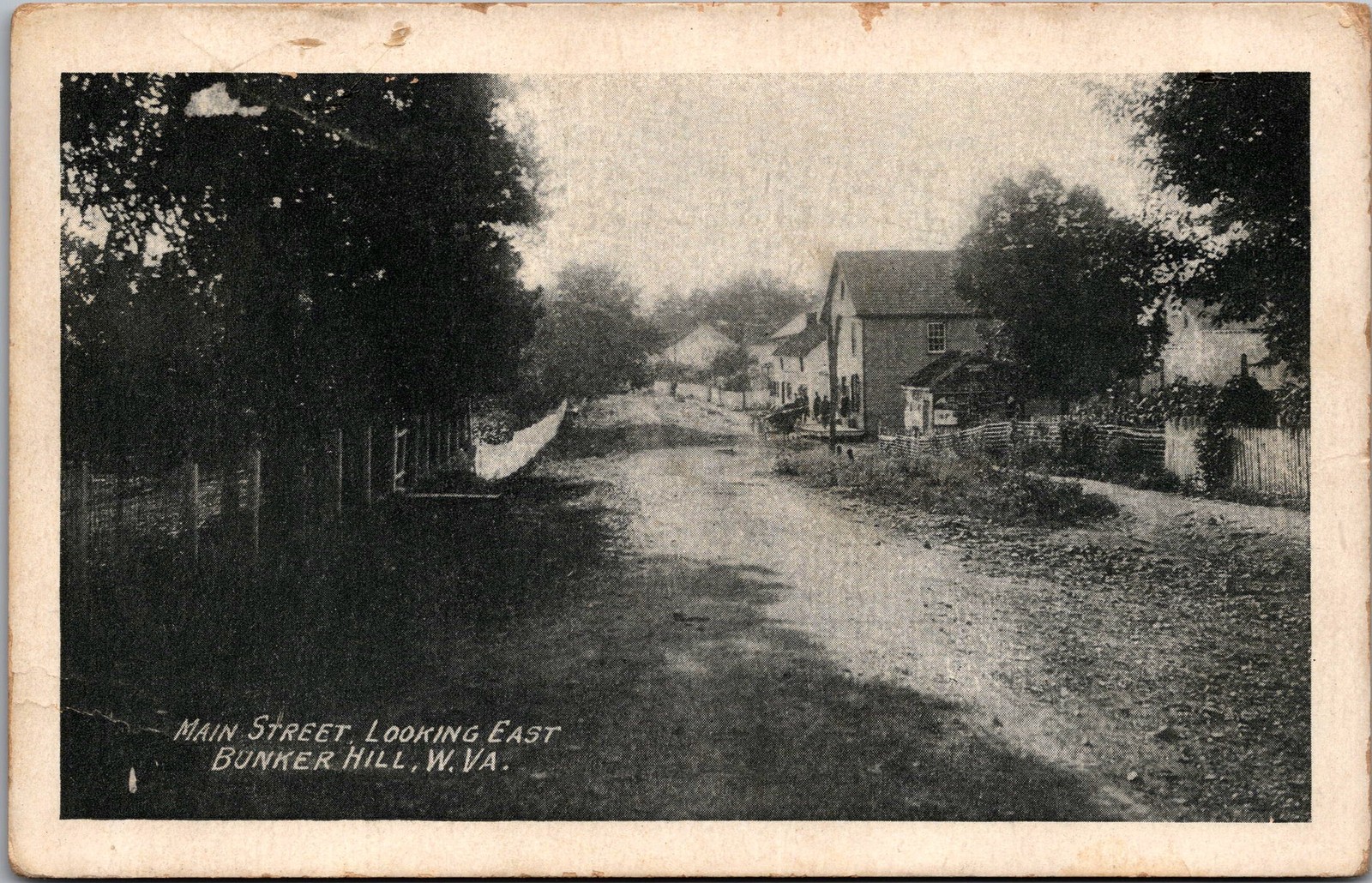 Vintage Postcard Main Street Looking East Bunker Hill WV 1910 Postmarked Vintage Postcard Main Street Looking East Bunker Hill WV 1910 Postmarked