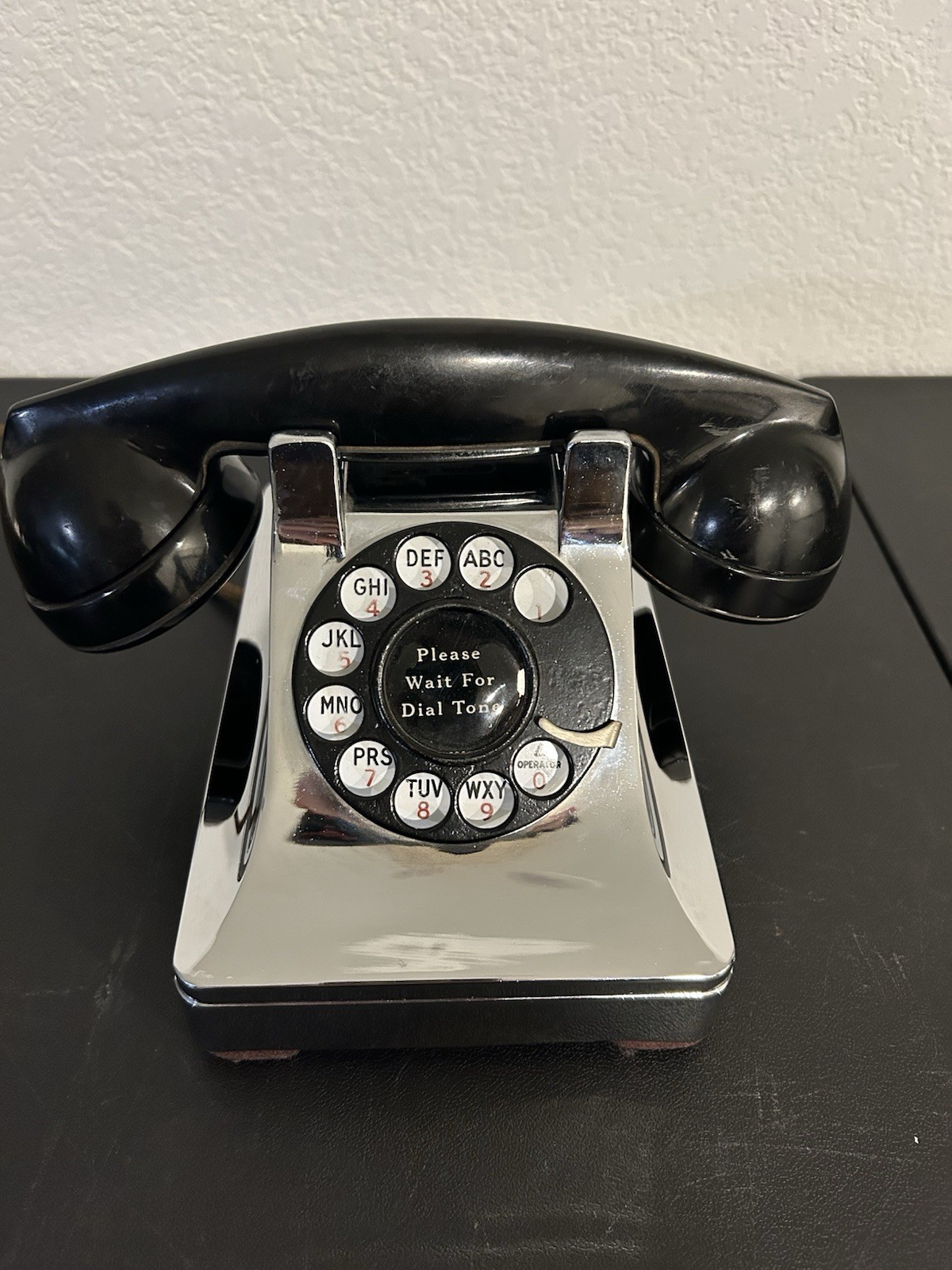 1948 Bell System Vintage Chrome & Black Rotary Dial Telephone w/ Handset tested