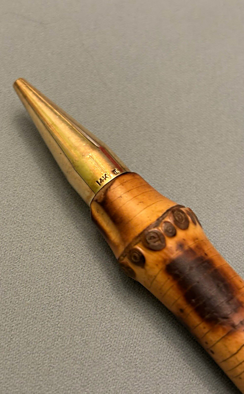 Rare Cartier 14K Solid Gold & Natural Bamboo Ballpoint Pen – 29g Total W