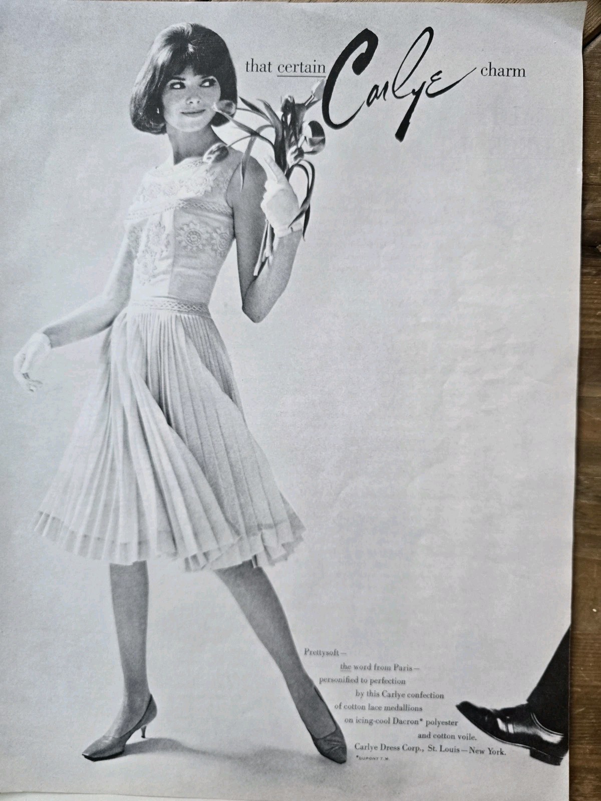 1963 Women's Carlye Dress of cotton lace medallions Vintage Fashion ad 