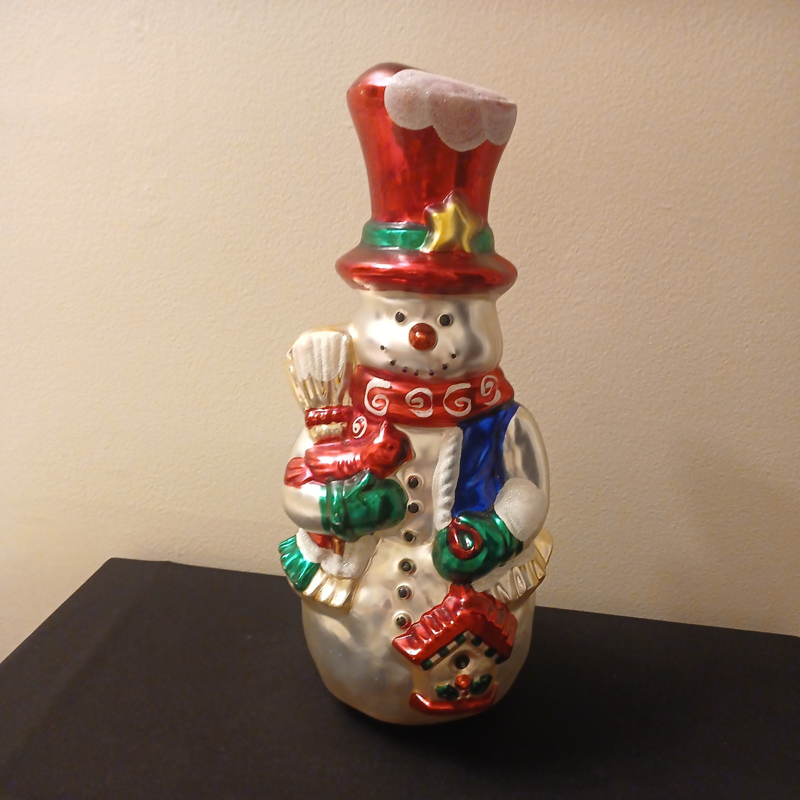 Vtg Christopher Radko Snowman Large Blown Centerpiece Tabletop 12 Vtg Christopher Radko Snowman Large Blown Centerpiece Tabletop 12