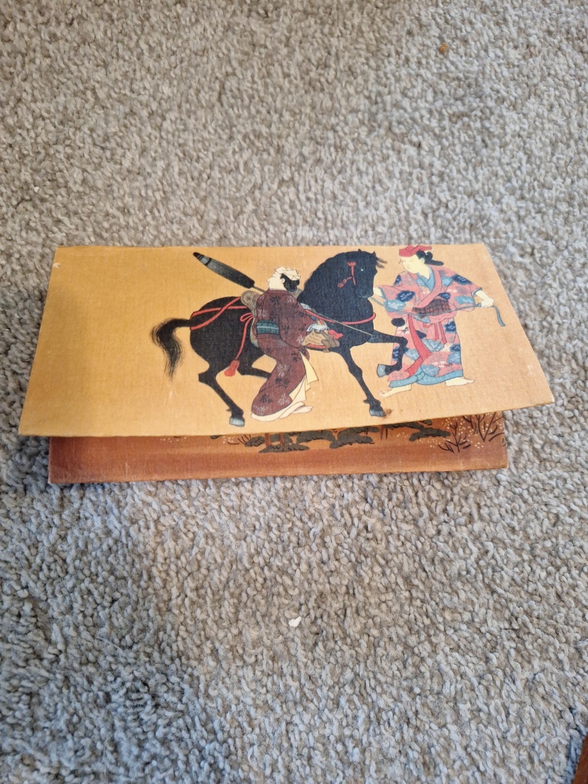 VTG 1973 Japanese Zemliya Wagami Paper Wallet Kyoto Yuzenzome Horse w/ Insert VTG 1973 Japanese Zemliya Wagami Paper Wallet Kyoto Yuzenzome Horse w/ Insert