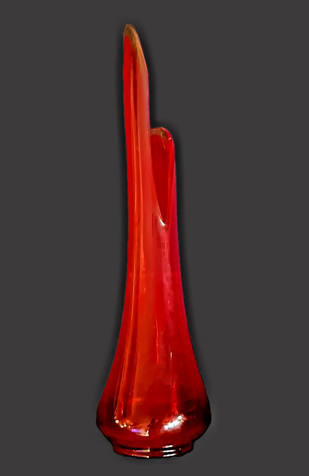 Vintage L.E. Smith Swung Vase MCM Smoothie Double Dip Red Bittersweet Flame 21 Vintage L.E. Smith Swung Vase MCM Smoothie Double Dip Red Bittersweet Flame 21