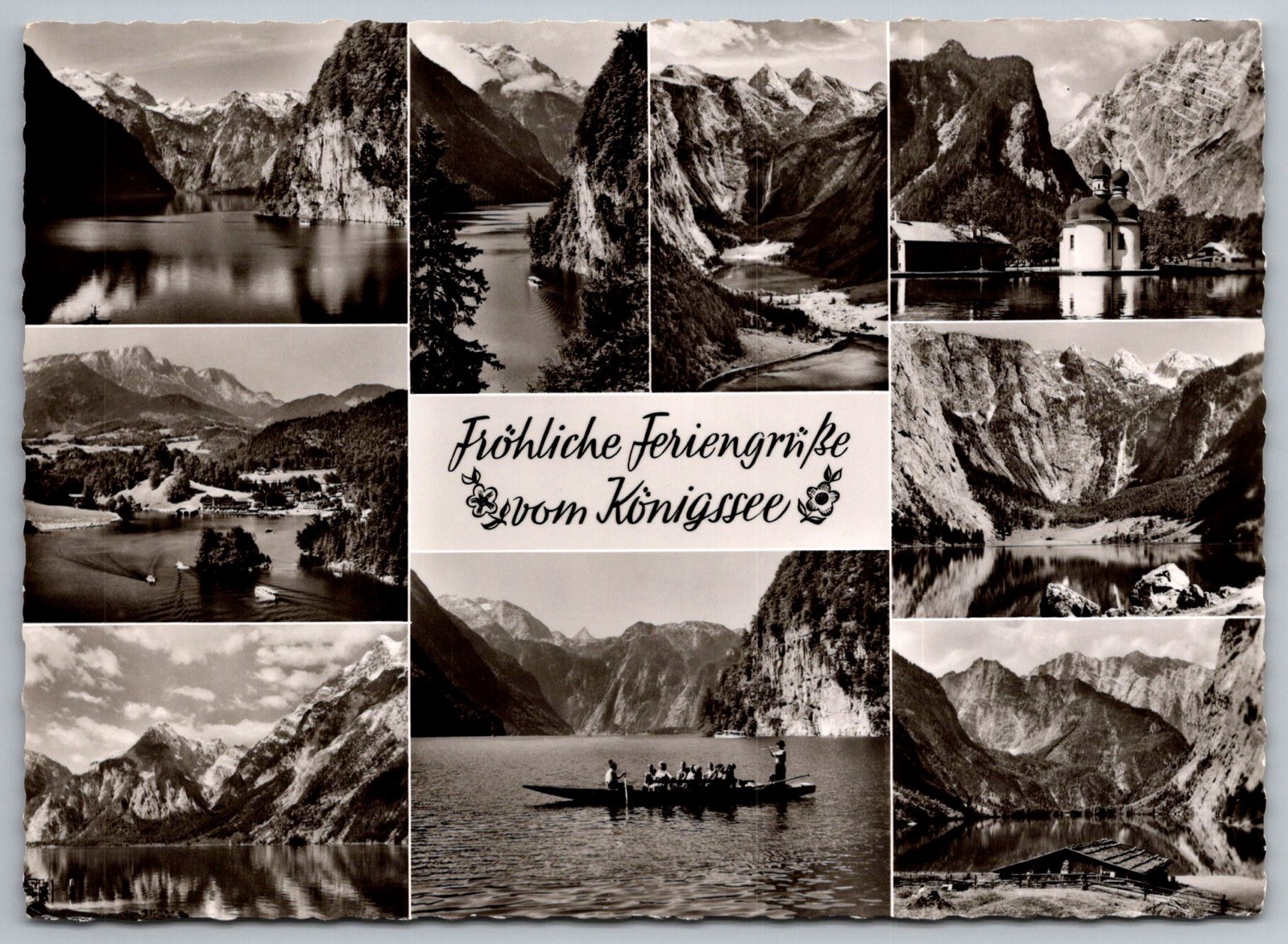 Königssee Lake Germany Scenic Views Mountains 1960s Black White RPPC