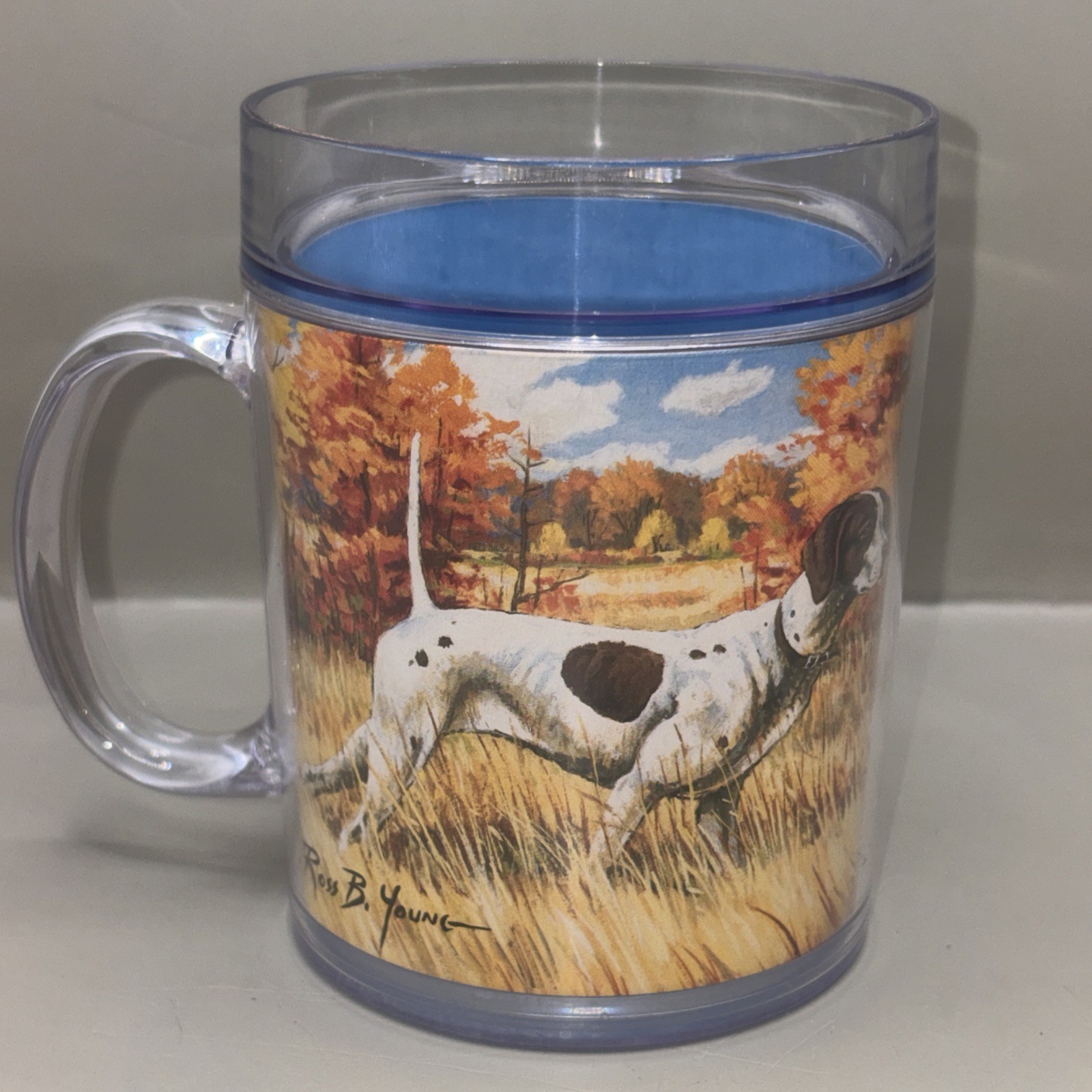 VTG Thermo-serv Mug Hunting Dog Pointer Bobwhite Ross B Young Made in USA EUC VTG Thermo-serv Mug Hunting Dog Pointer Bobwhite Ross B Young Made in USA EUC