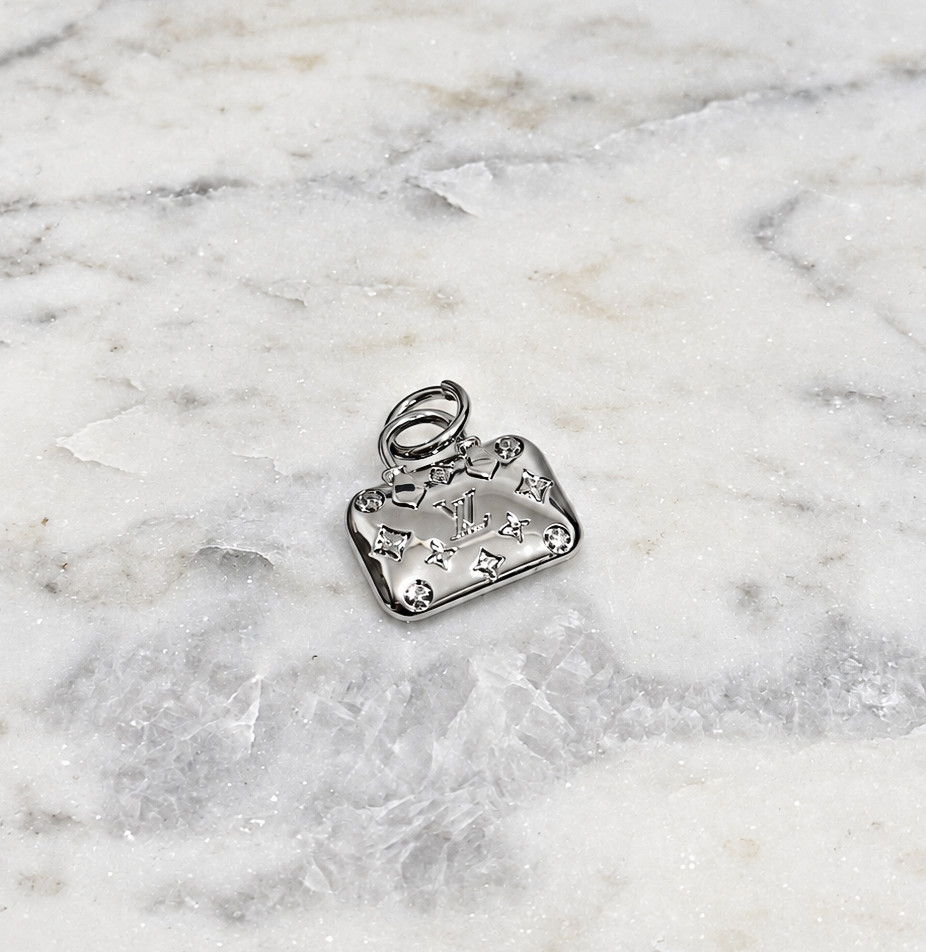 Designer Silver L V Bag Zipperpull | set of 1 STAMPED Designer Silver L V Bag Zipperpull | set of 1 STAMPED