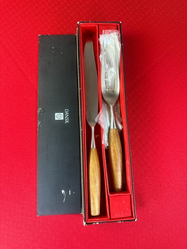 VTG Dansk Fjord Carving Set Teak Wood Handle Carving Knife & Fork/ Prong Gift