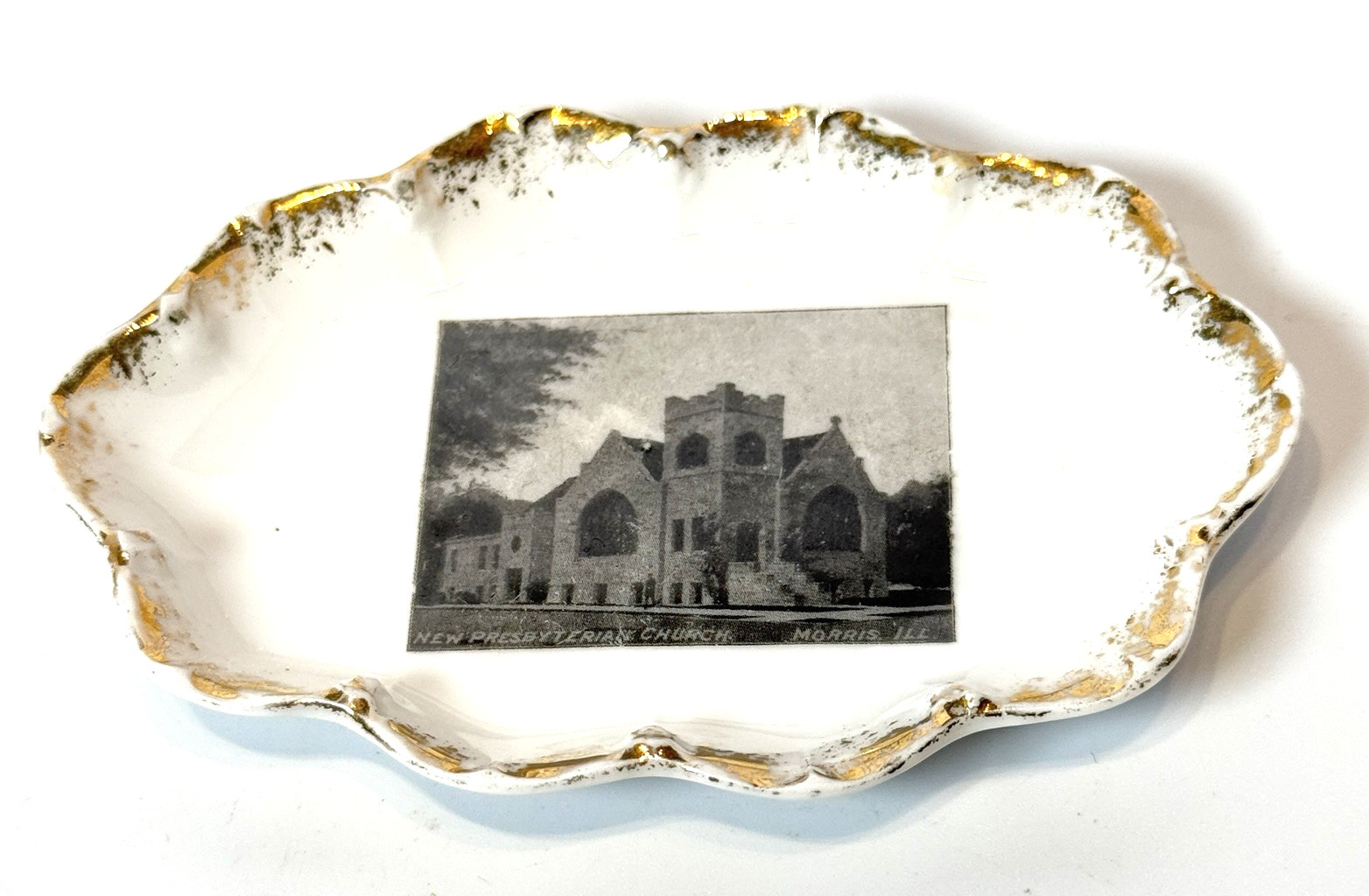 MORRIS ILLINOIS IL Antique PRESBYTERIAN CHURCH Souvenir Keramic China Dish Plate MORRIS ILLINOIS IL Antique PRESBYTERIAN CHURCH Souvenir Keramic China Dish Plate