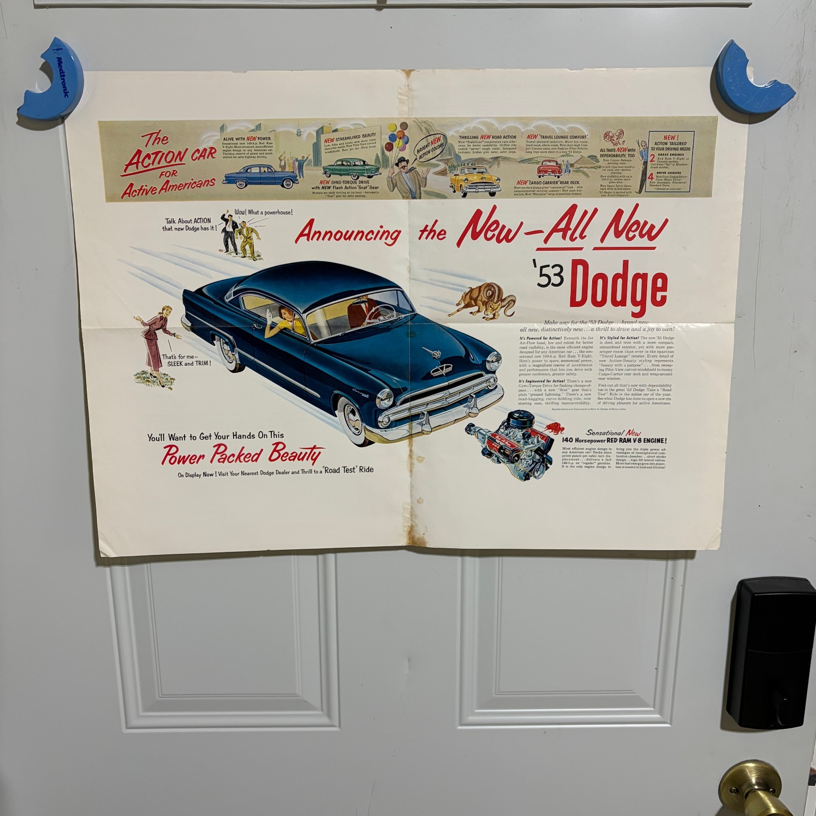 1953 Dodge Dealer Magazine Announcement Advertising Poster Red Ram V8