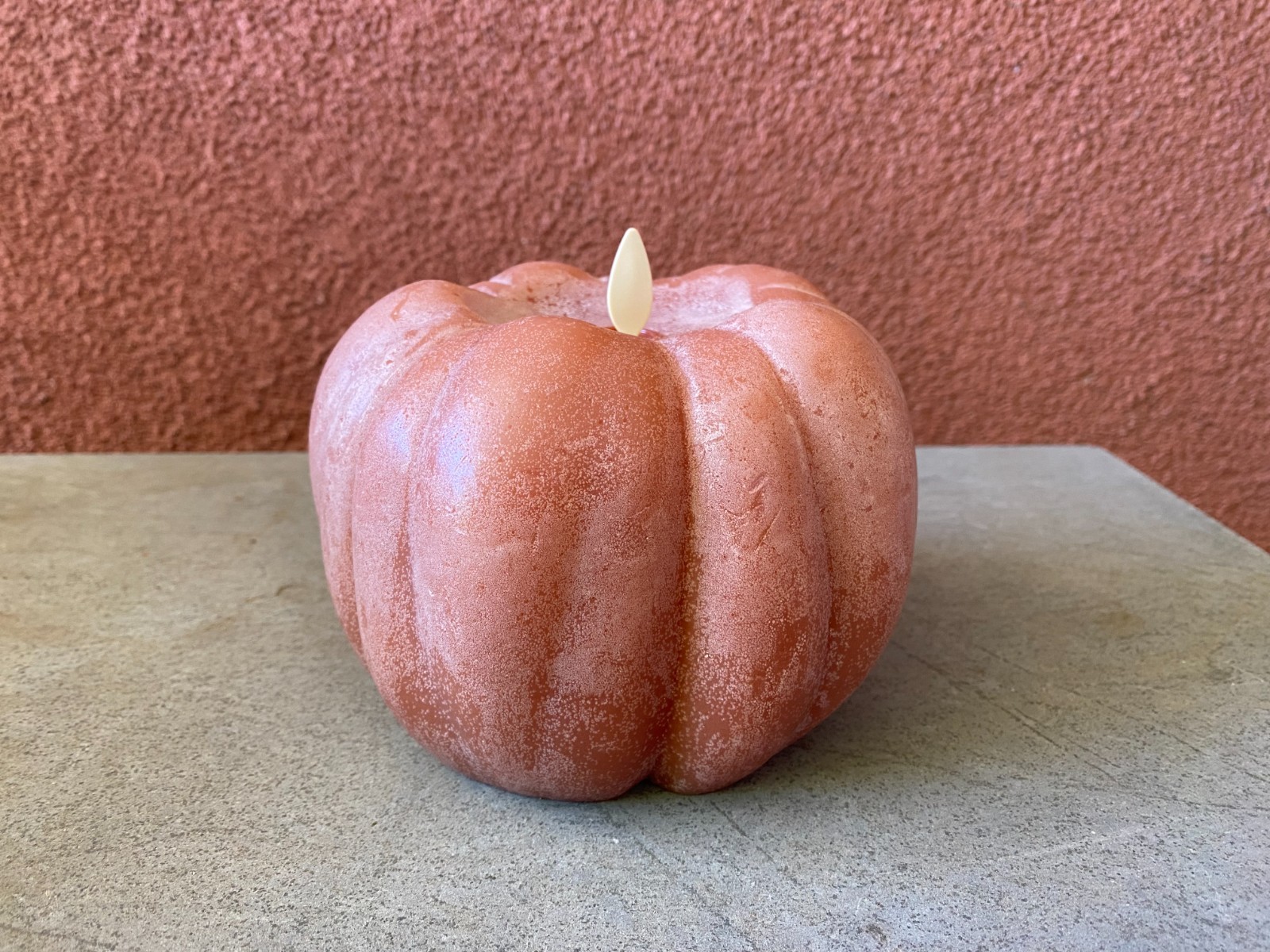 NEW Pottery Barn Premium Flickering Flameless Wax Pumpkin Candle Terra Cotta NWT