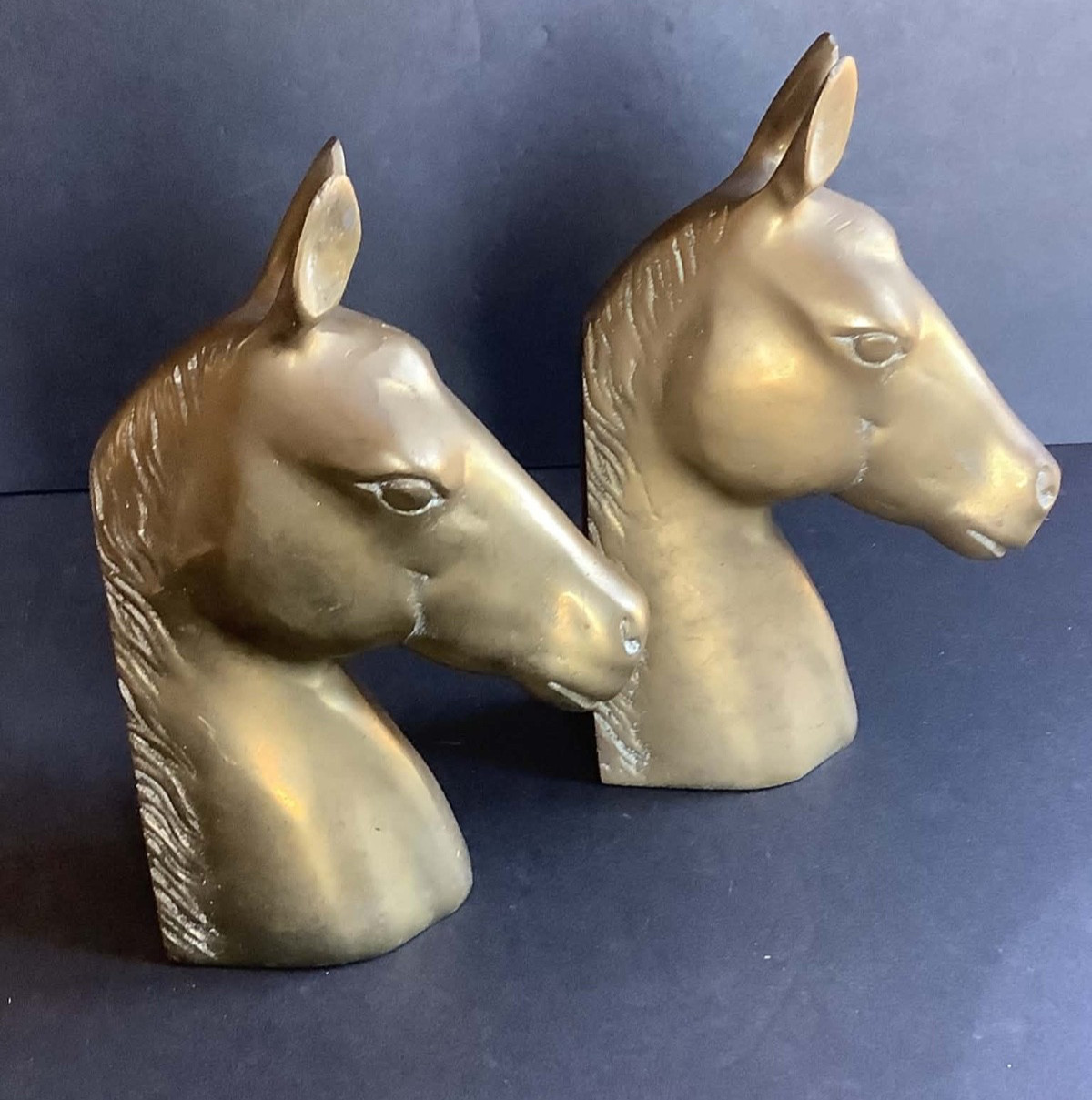 Pair of Mid-Century Vintage Brass Horse Head Bookends 1950's Made in Korea Pair of Mid-Century Vintage Brass Horse Head Bookends 1950's Made in Korea