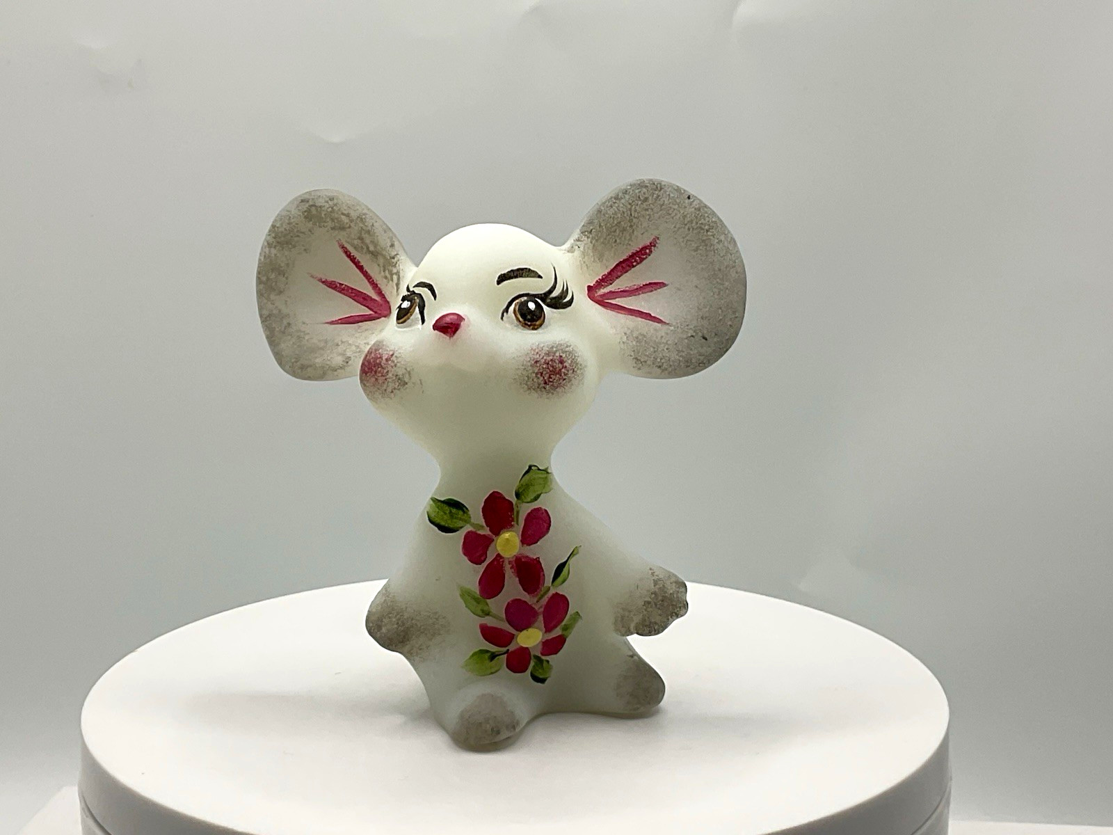 Fenton Hand Painted One of a Kind Floral Mouse Figurine by Melissa Caplinger Fenton Hand Painted One of a Kind Floral Mouse Figurine by Melissa Caplinger