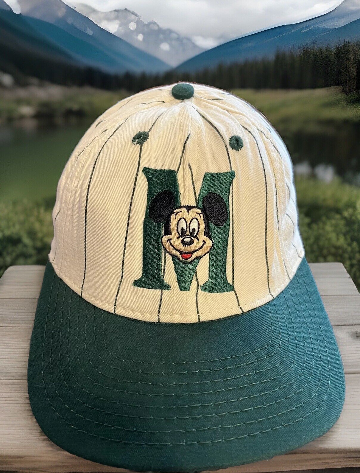 VTG Walt Disney Mickey Mouse Back Script Snapback Cap Hat Made In USA