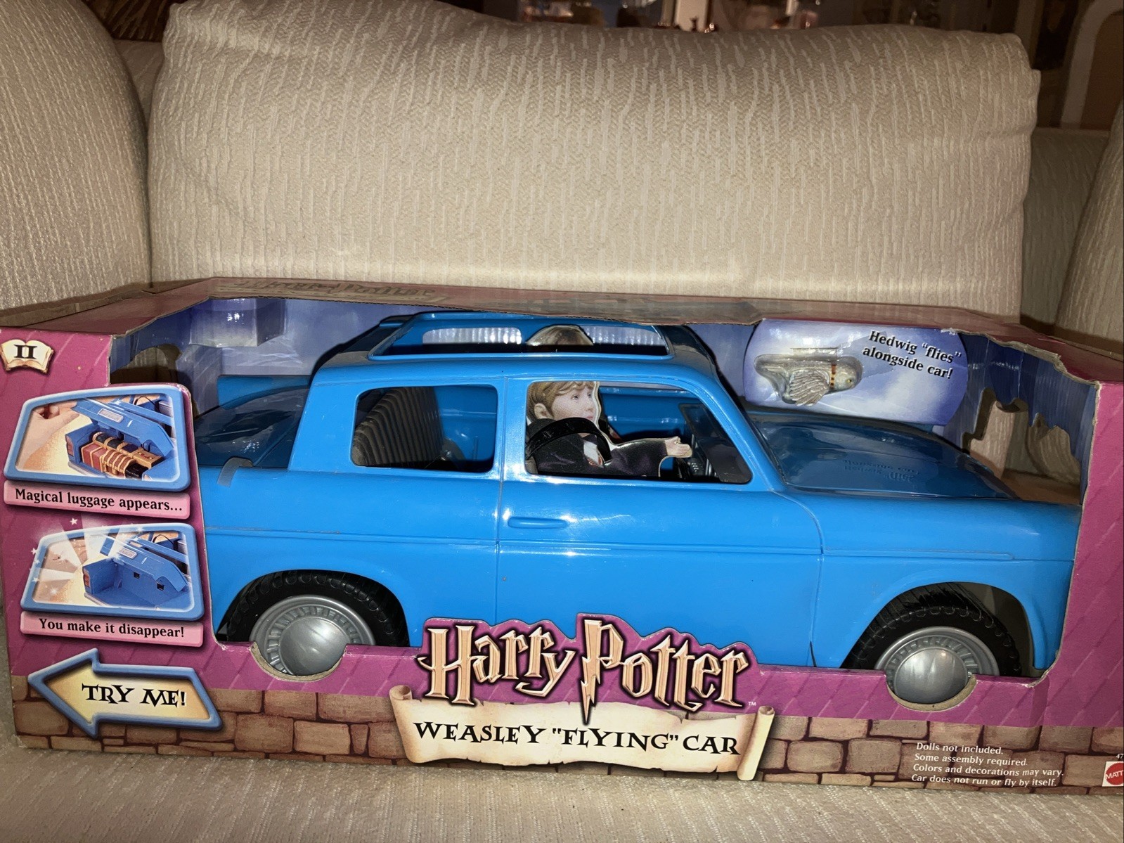 Vintage Mattel Harry Potter Weasley Flying Car with Flying Hedwig 15