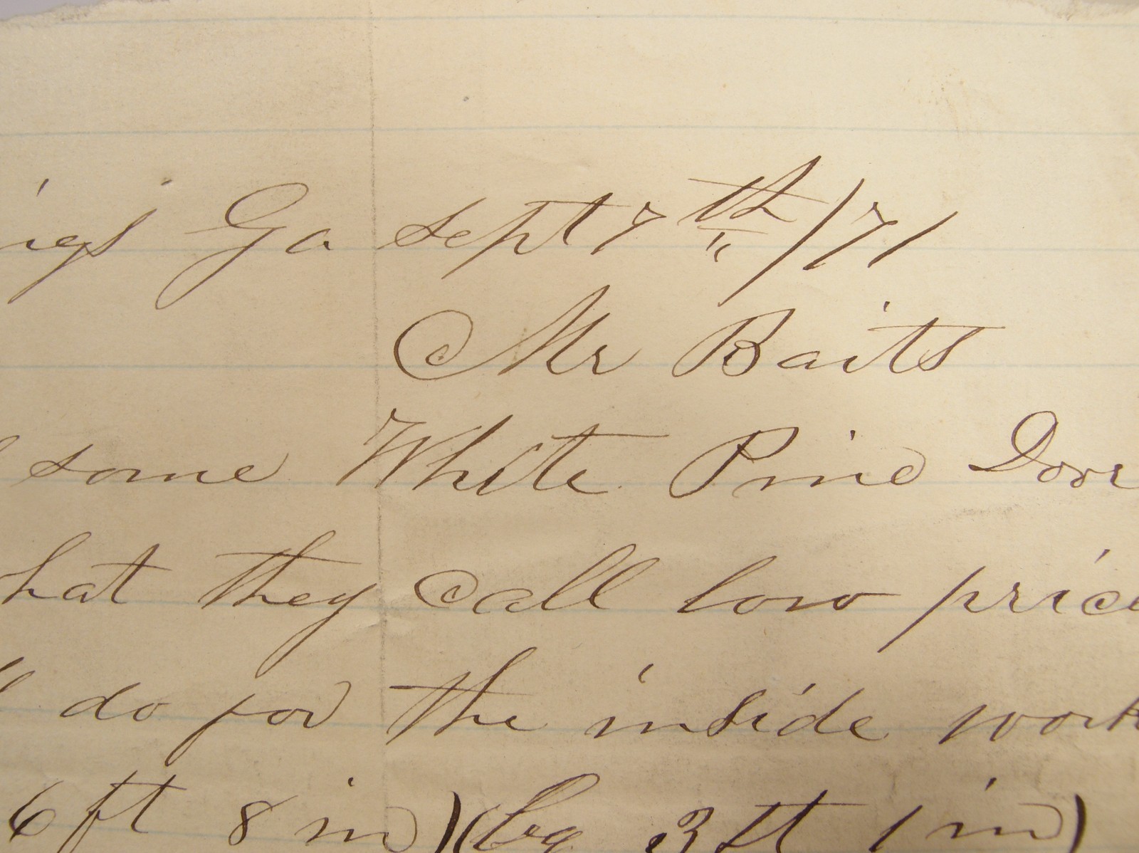 ANTIQUE 1871 LETTER JOHN W WILLIAMS INDIAN SPRINGS GEORGIA BUTTS COUNTY ANTIQUE 1871 LETTER JOHN W WILLIAMS INDIAN SPRINGS GEORGIA BUTTS COUNTY