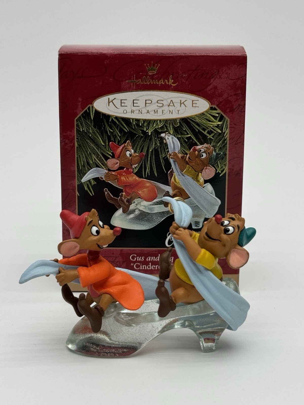 Vintage 1999 Hallmark Disney Cinderella Gus and Jaq Glass Slipper Ornament NIB Vintage 1999 Hallmark Disney Cinderella Gus and Jaq Glass Slipper Ornament NIB