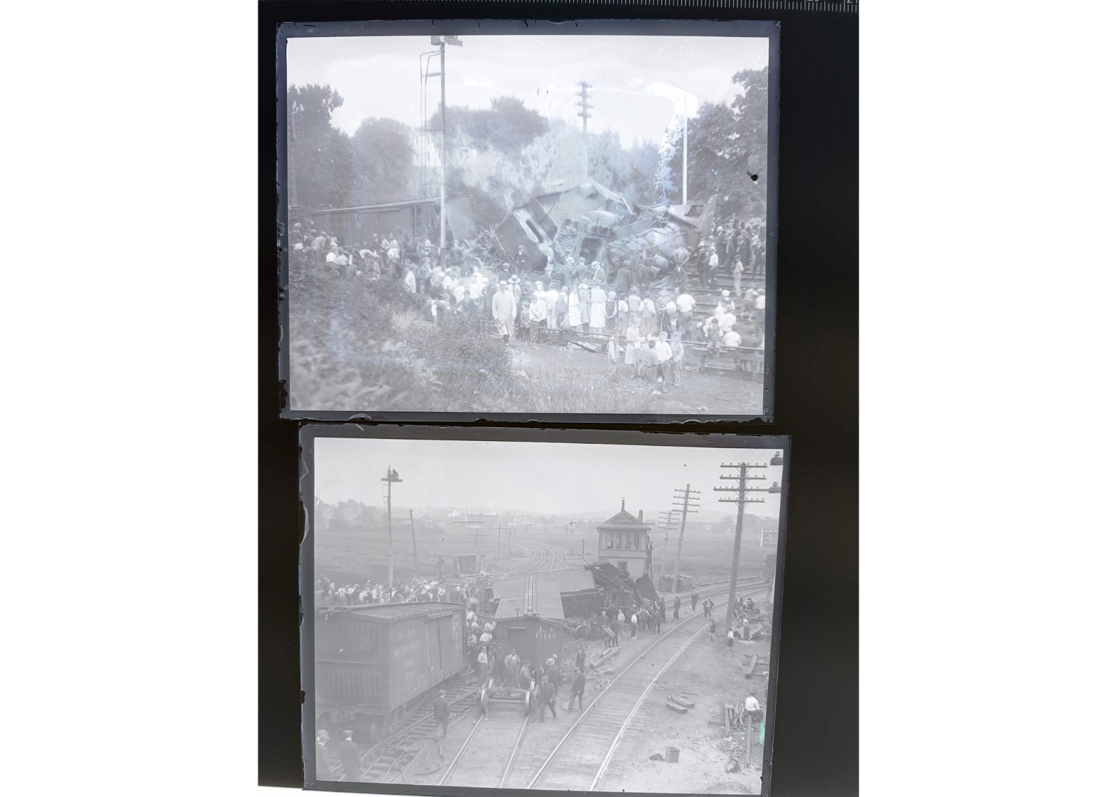 1920s Quincy MA Atlantic Train Wreck Steam Locomotive Glass Negatives 2 OOAK