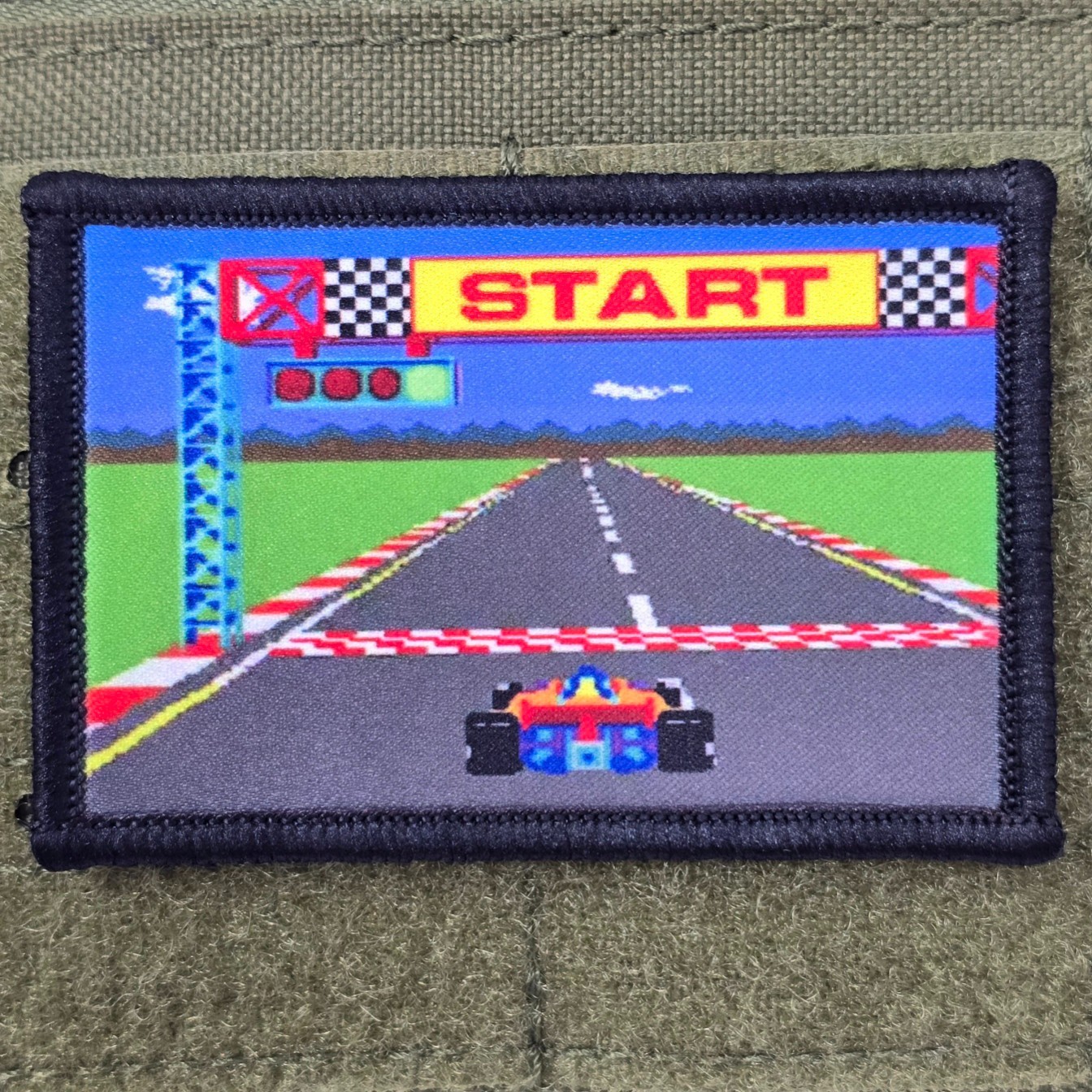 Pole Position Patch Moral Tactical Meme Gamer Racing USA Flag Hook & Loop 3x2