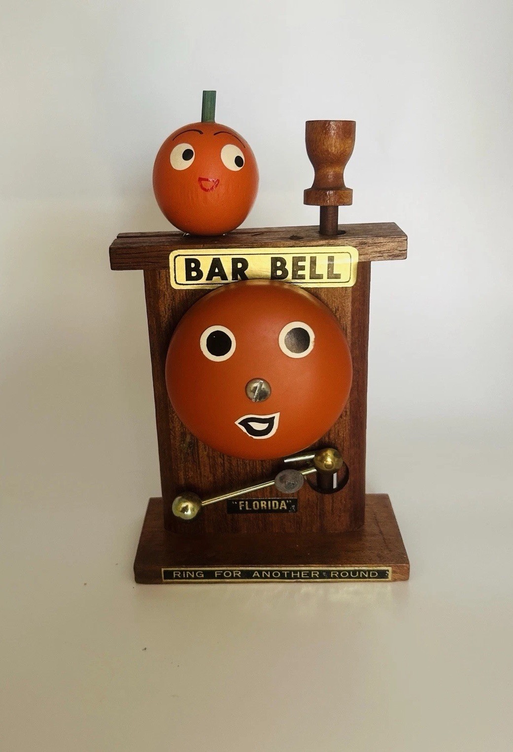 Vintage Wood Novelty Bar Bell Orange Man Cave Bar Ware Decor
