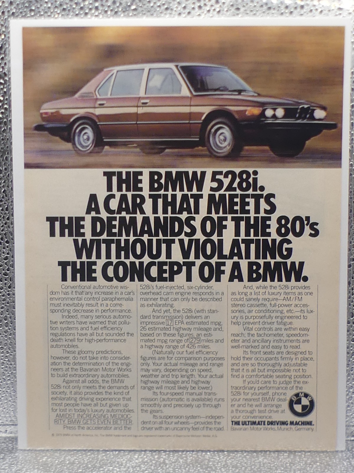 Vintage BMW 528i Bavarian Motor Works Luxury 1979 Print Advertising Full Page Ad Vintage BMW 528i Bavarian Motor Works Luxury 1979 Print Advertising Full Page Ad