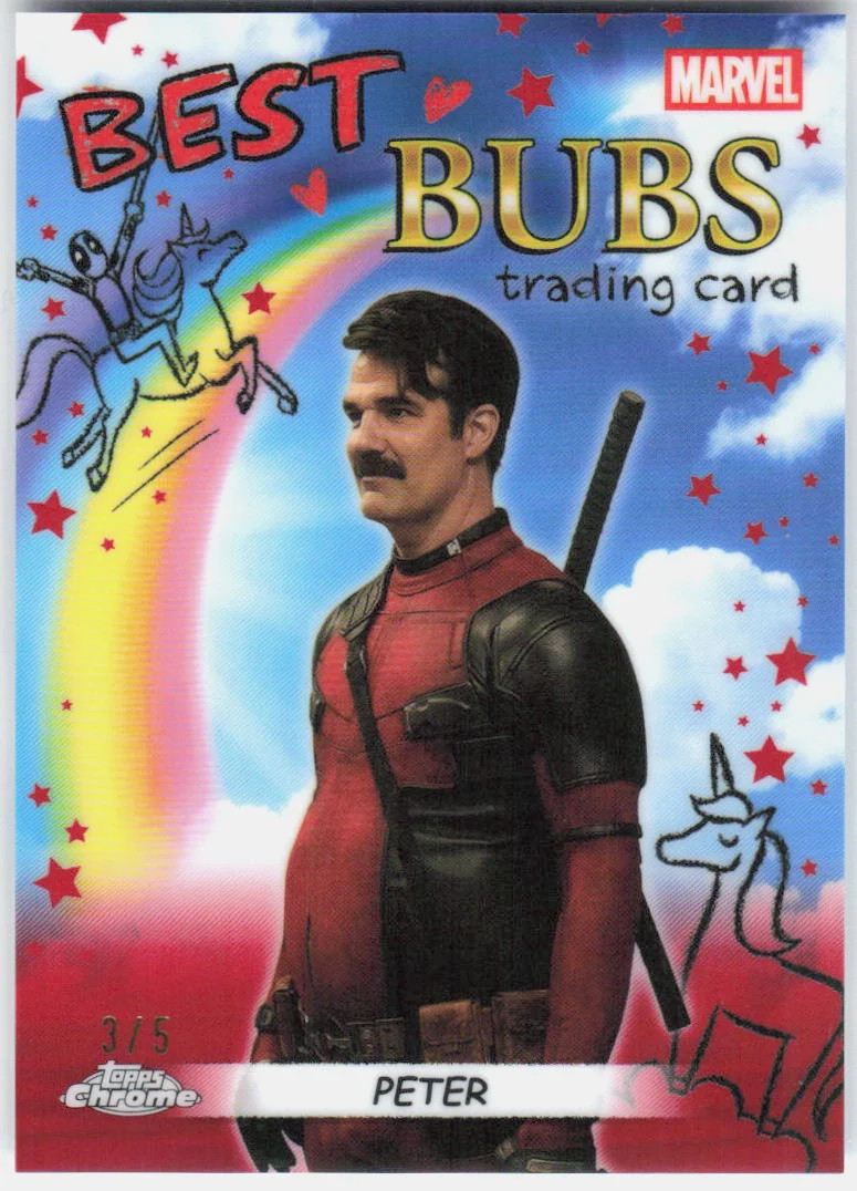 2025 Topps Chrome Best Bubs Peter (Rob Delaney) Auto Deadpool Red 3/5